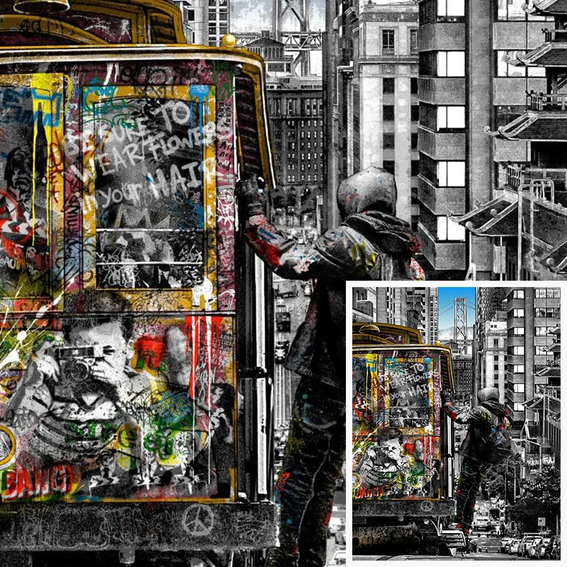 Граффити Бэнкси-стрит художественные плакаты принты Лондон Англия улица поп-арт