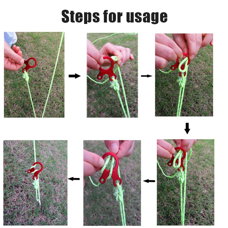 

High Quality 3-Hole Fast Knot Tool Tent Adjusting Buckle Anti-Slip Tightening Carabiner For Outdoor Stability Tool N66