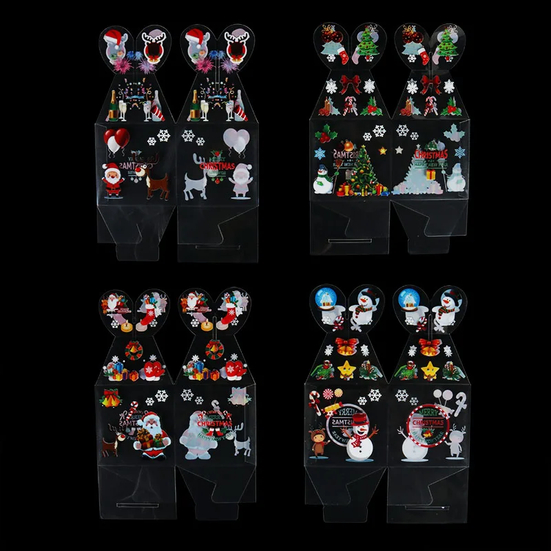 Прозрачная подарочная коробка с изображением деда мороза 5 шт. | Дом и сад