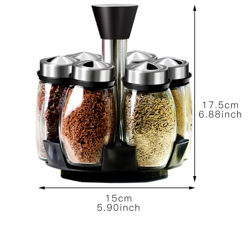 6 шт./компл./комплект прозрачных стеклянных банок для специй кухонных