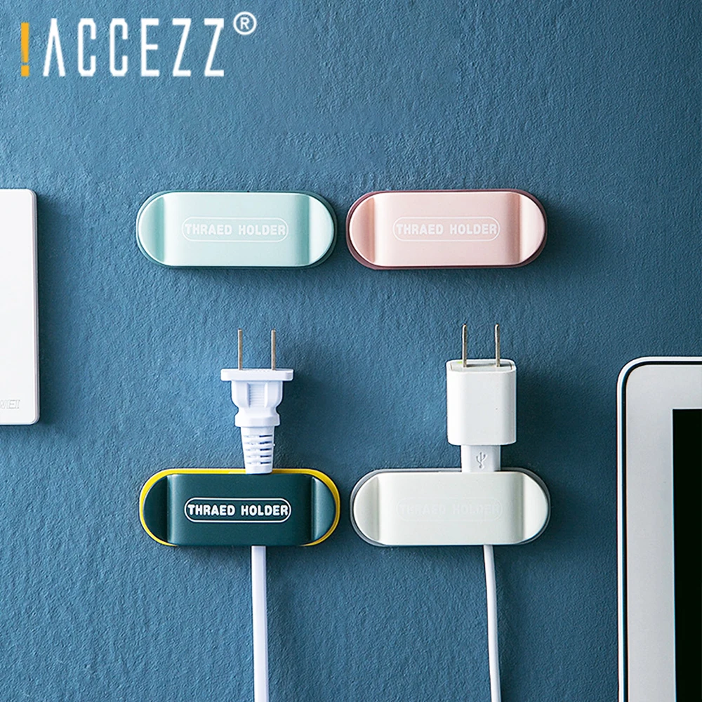 

!ACCEZZ Multi-Purpose Cable Organizer Strong Adhesive Wall Hooks Power Plug Hook Socket Hanger Holder Data Cable Management Clip