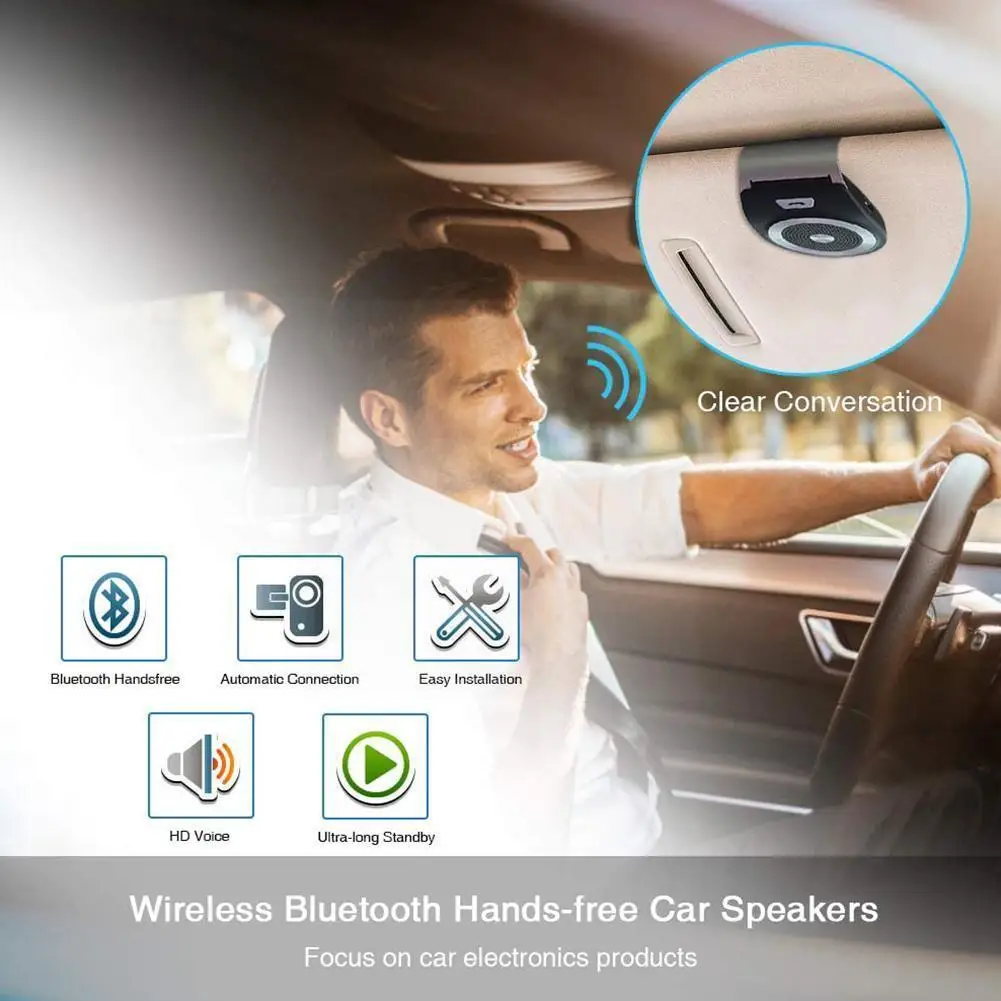 

New Car Bluetooth-compatible Kit Handsfree Speaker Phone Support Wireless Can Calls Visor Hands Auto 4.1 Bluetooth EDR Free I2K2