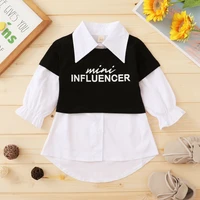 wenazao infant toddler kids baby girl 2pcs outfits set spring summer short sleeve letter printed t shirt long shirt dress
