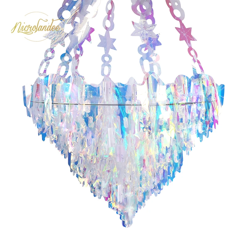 NICROLANDEE 14 дюймов Переливающаяся подвесная люстра в форме потолочного украшения
