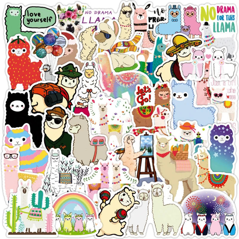 

10/30/50PCS Animal Llama Alpaca Cute Kawaii Stickers Waterproof Decal Guitar Suitcase Bike Laptop Graffiti Sticker Girl Kids Toy