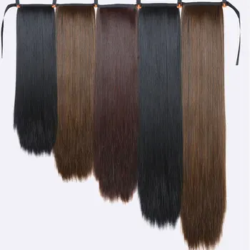 32 Inch Long Synthetic Hair HeatResistant Fiber Straight Hair With Ponytail Fake Hair Chip-in Hair Extensions Pony Tail 1