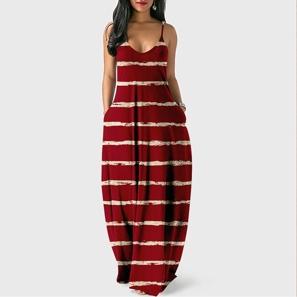 

Платье с длинной юбкой и принтом в полоску