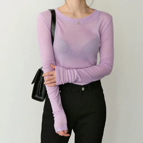 Женская футболка с длинными рукавами Весенняя пикантная облегающая микро каплей