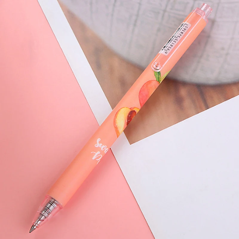 

3PCS Creative Cute Peach Press Gel Pen Student Water Based Signature Pen Stationery Office&School Supplies Wholesale