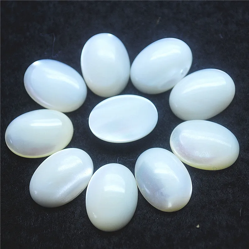 

10PCS Wholesale margarita snail shell cabochons trochidae saltwater pearl white color oval shape size 13x18mm