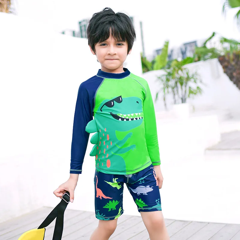 

Kid Swimsuits Two-Piece Long Sleeve Rash Guards Long Sleeve Sun Protection Printed Swimwear for Boys Girls Bathing Suits