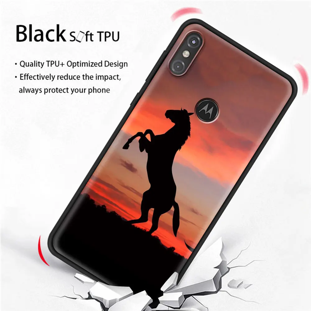phone case for motorola moto g9 play one fusion plus g8 power g stylus hyper e7 edge lite black cover running horse animal free global shipping