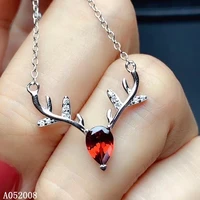kjjeaxcmy fine jewelry 925 pure silver inlaid natural garnet girl new pendant luxury necklace vintage support test
