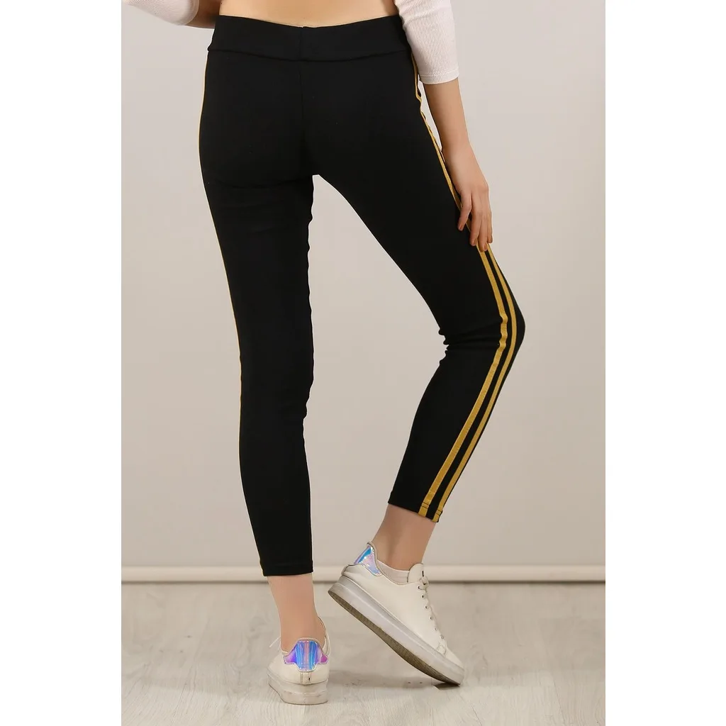 So Double Seritli Leggings Siyahcamel - 0216.432.