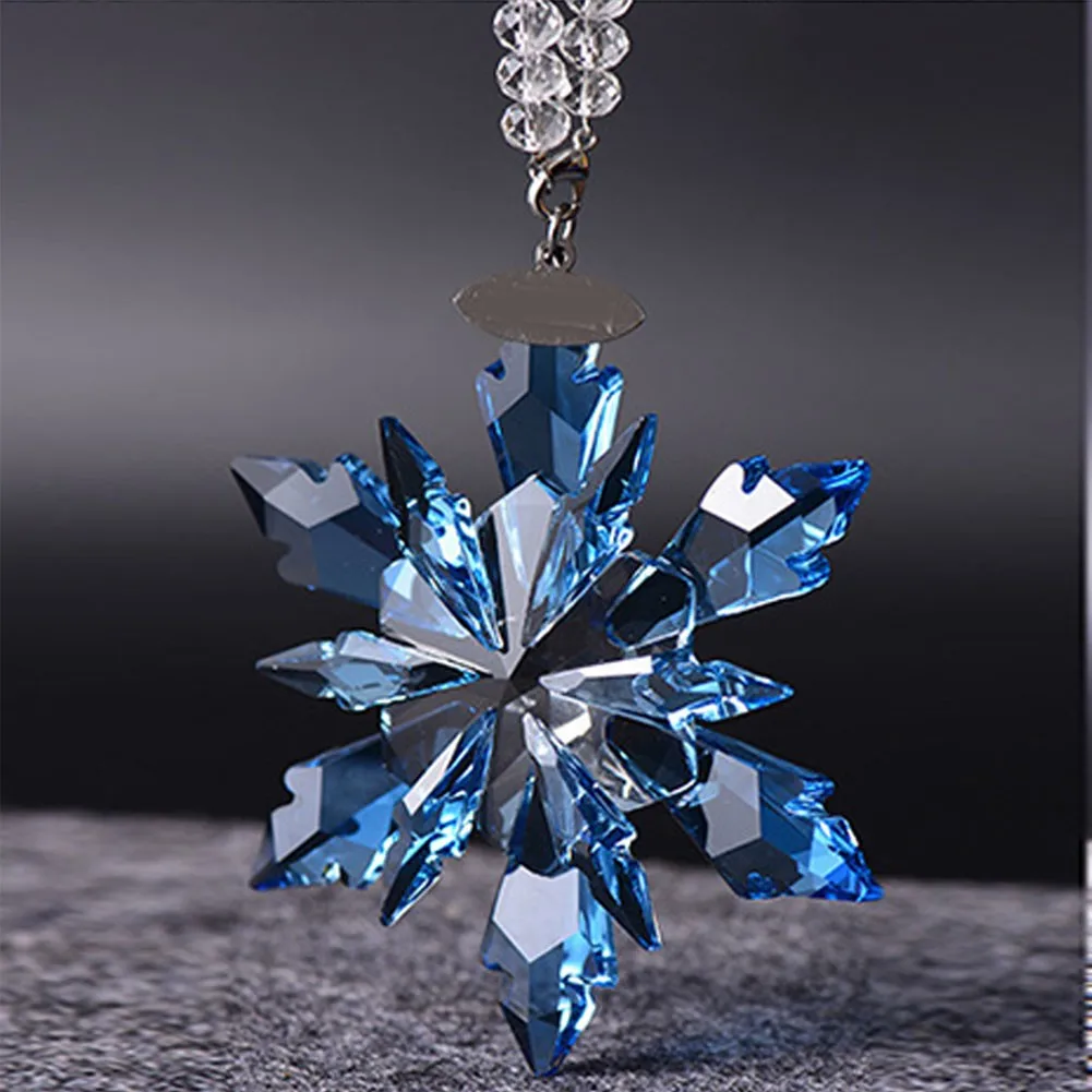 

Christmas Ice Snow Snowflake Car Pendant Rearview Mirror Hanging Rear Ornaments Holiday Decorations Are A Small Gift