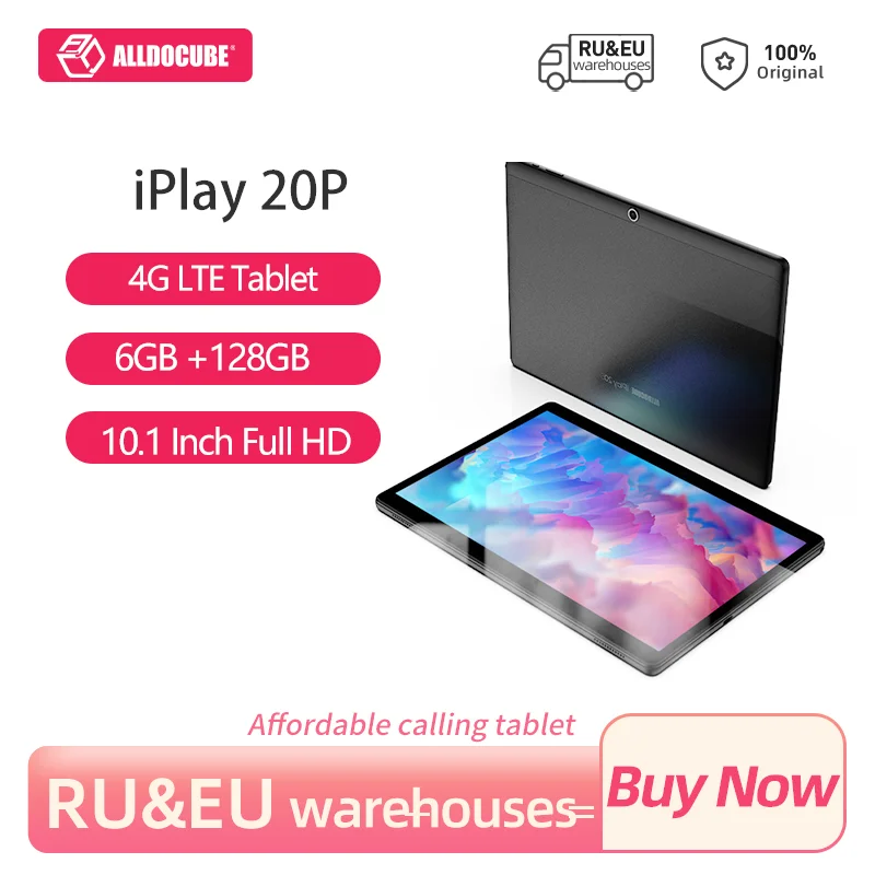 

ALLDOCUBE iPlay 20P Android 11 Tablet 10.1 inch Octa Core 6GB Ram 128GB Rom 1920*1200 IPS Helio P60 4G LTE Phone call Tablet PC