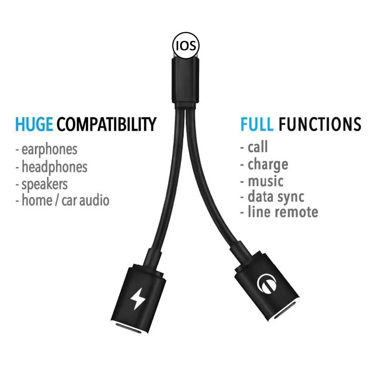 

Type-C Adapter 3.5mm Jack Earphone to 2 In 1 USB C Charge Listen Calling Headphone Jack for iPhone X/8/8 Plus/7/7 Plus
