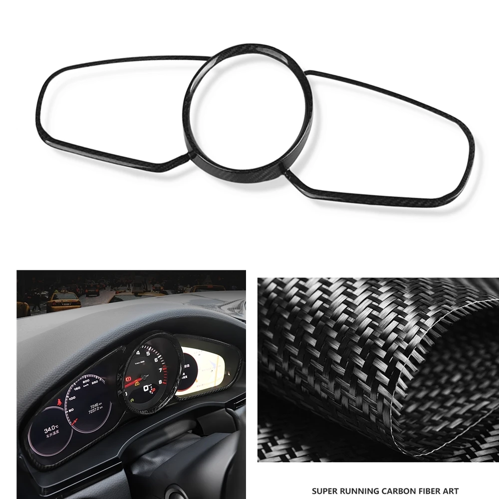 

For Porsche Cayenne 2018 2019-2020 Carbon Fiber Dashboard Tachometer Frame Cover Trim