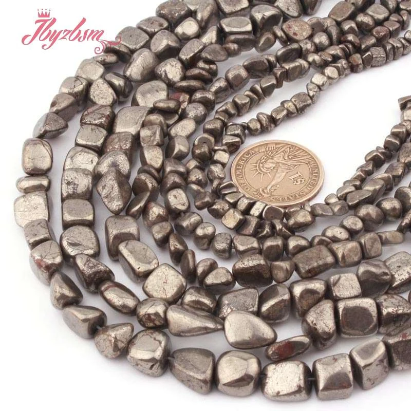 

3-5,5-8,7-8mm Freeform Pyrite Silvers Gray Loose Beads Natural Stone Beads For DIY Necklace Bracelets Jewelry Making Strand 15"