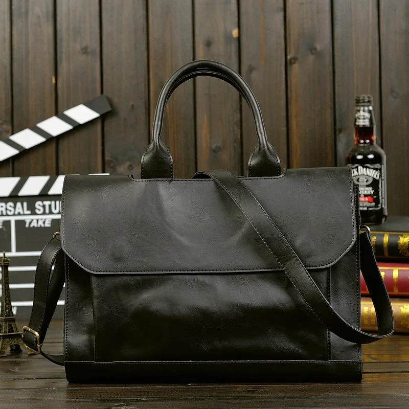 Men's Briefcases Leather Laptop Bag Large Capacity Business Messenger Bags Office Shoulder Bag Handbag