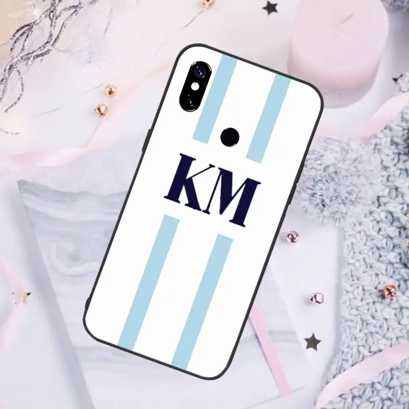 

Monogram Initial Stripe Personalized Name Phone Case For Xiaomi Redmi note 7 8 9 pro 8T 9S Mi Note 10 Lite pro