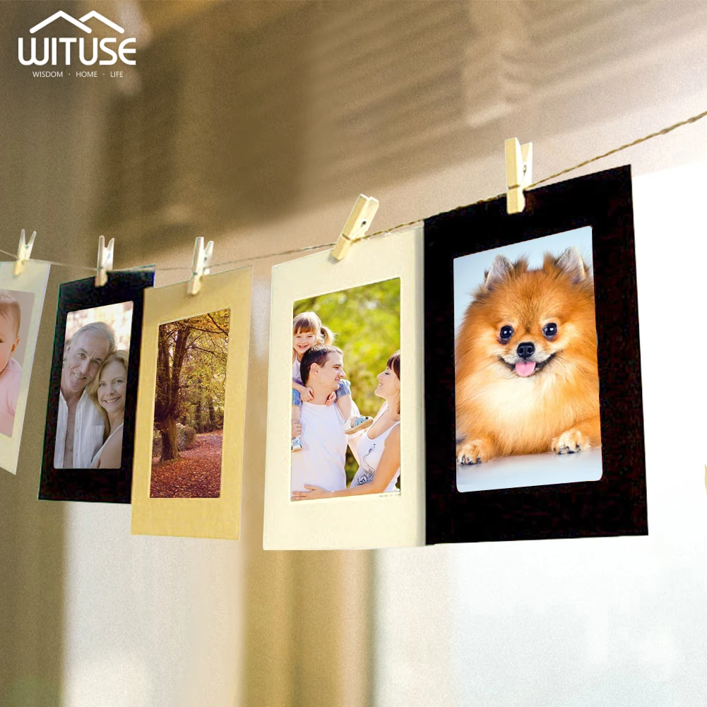 

10Pcs Paper Photo DIY Wall Picture Hanging Frame DIY 3/5/6 inch Kraft Paper Picture Hanging Wall Album Home Decor Party