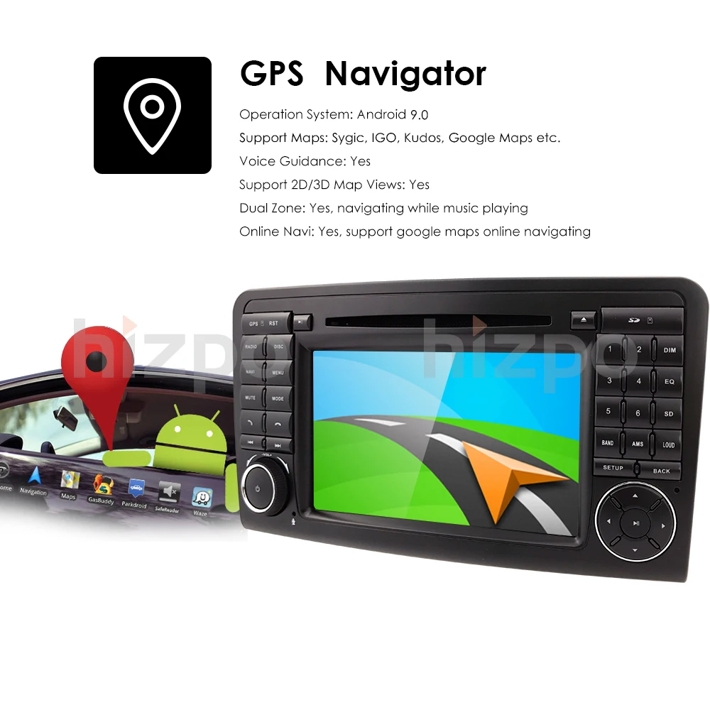 2Din 7 дюймов Android9.0 CarDVD плеер для Mercedes Benz/ML/GL Класс W164 ML350 ML500 GL320 Canbus 4GWifi gps радио CAM