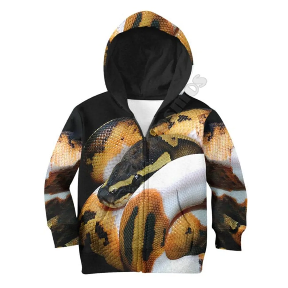 Толстовка с капюшоном и принтом Змея питона 02 | Мать ребенок