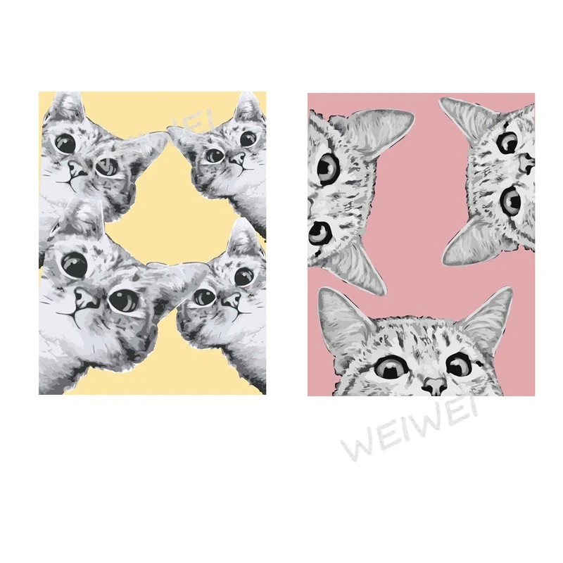 Алмазная живопись 5D сделай сам мультяшный Кот животное розовый желтый цвет