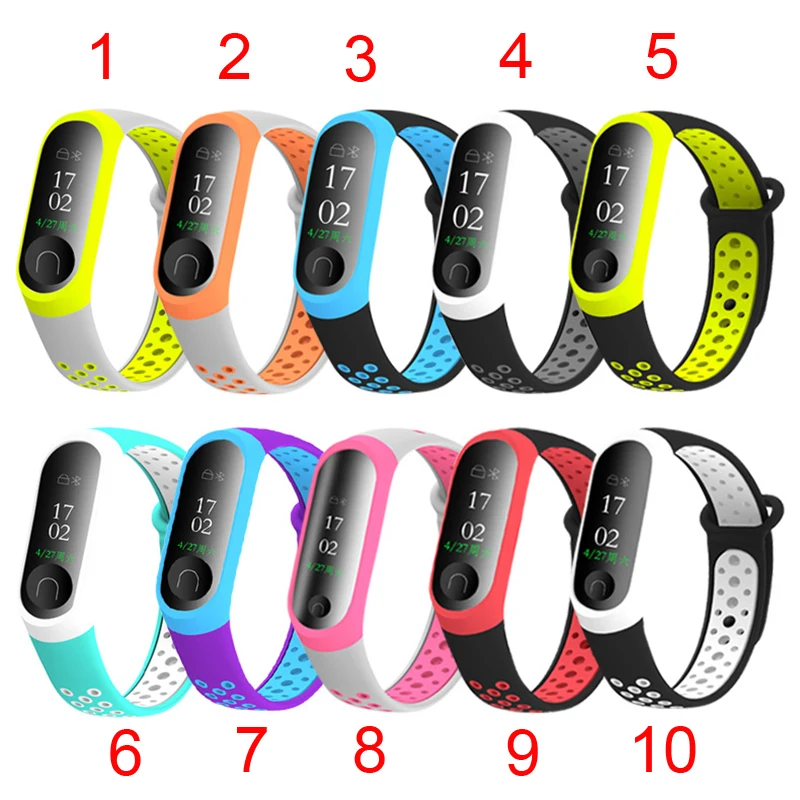 100 шт./лот силиконовые Mi Band 4 3 наручный ремешок для Xiaomi спортивный браслет
