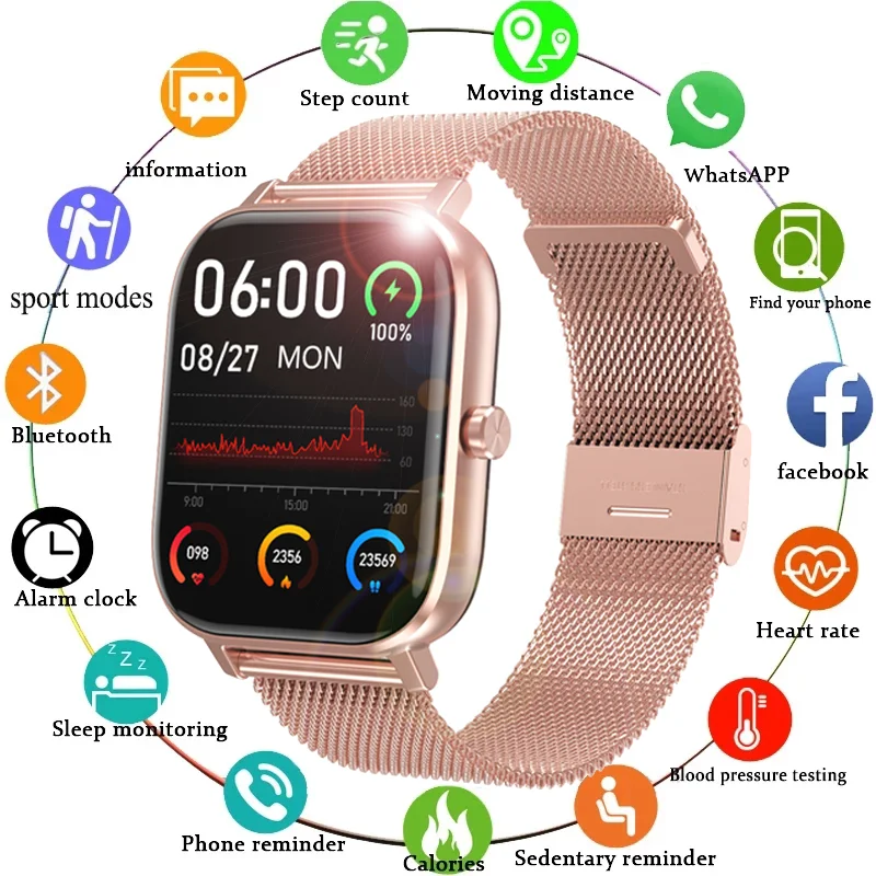 

2021 Women Smart Watch Support Hebrew Bluetooth Call ECG Smartwatch Heart Rate Monitor Men Sport Fitness Tracker IP67 Waterproof