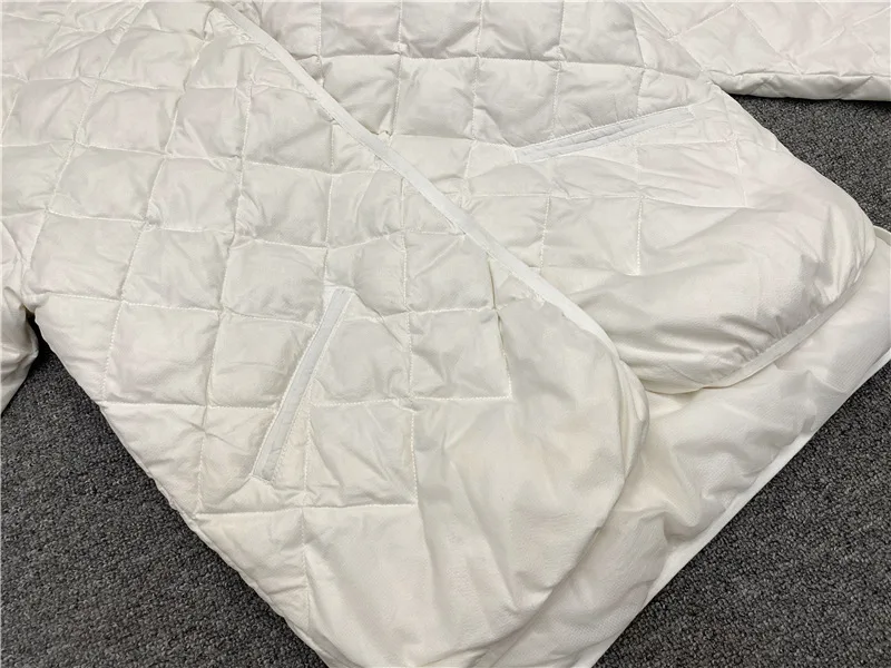 

Women Single-Breasted Down Jacket O-neck Long Sleeve Casual Plaid Coat 2020 Winter New