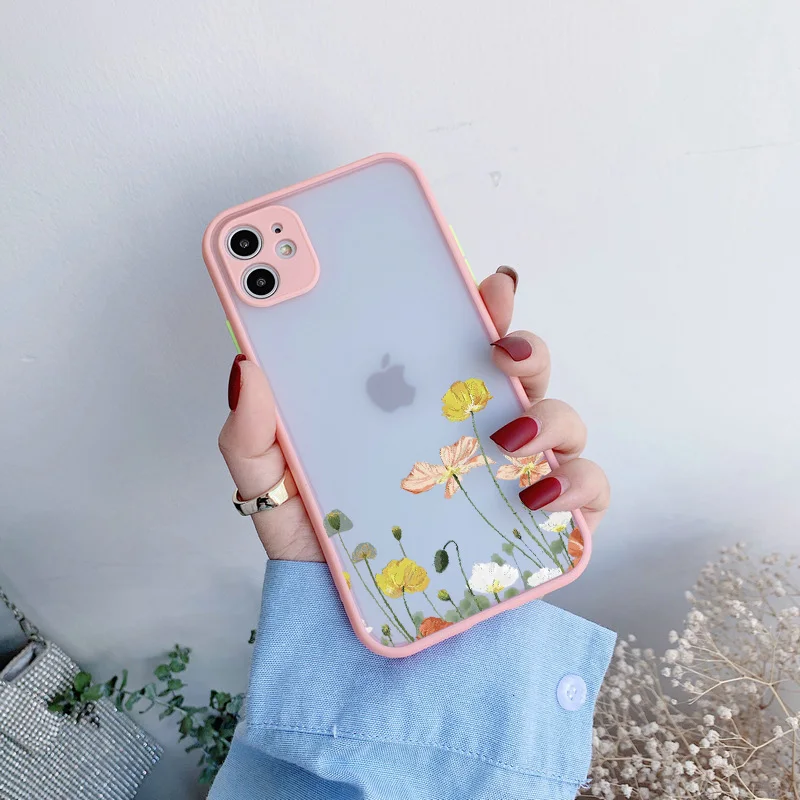 Small Floral Flower Phone Case For iPhone 6s 7 8 Plus SE 2 11 12 13 Pro Max X XS MAX XR Hard Matte Shockproof Fundas Cover Shell