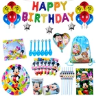 Бумажные салфетки с Микки Маусом, праздвечерние чные украшения для дня рождения, тарелка, чашка, скатерть, соломенный Топпер для мальчиков, для будущей мамы