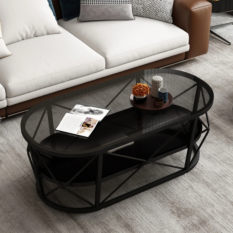 Современный роскошный круглый журнальный столик из закаленного стекла в