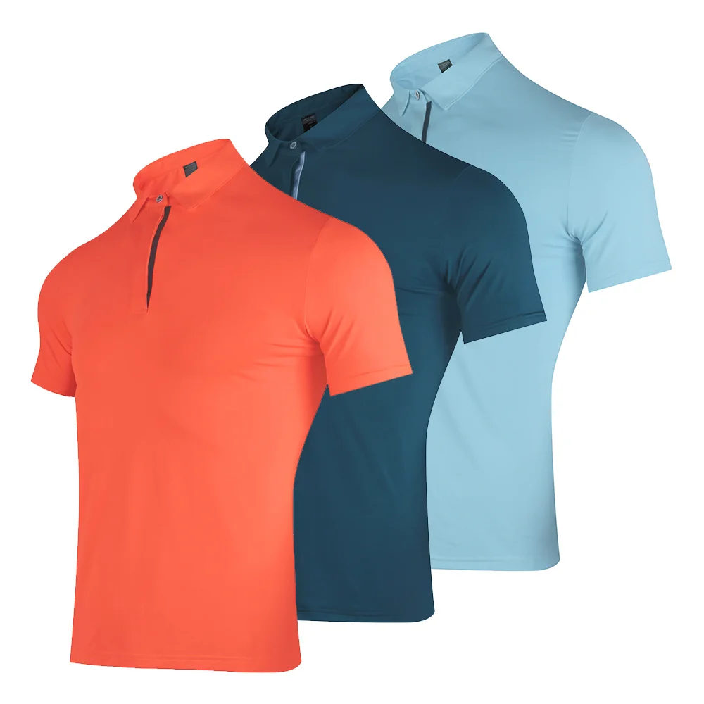 Summer Quick-Dry Golf Wear Casual Short-Sleeve Light Men's Golf Team Wear Fitness Shirt Lapel T-Shirt Golf Wear Running Shirt