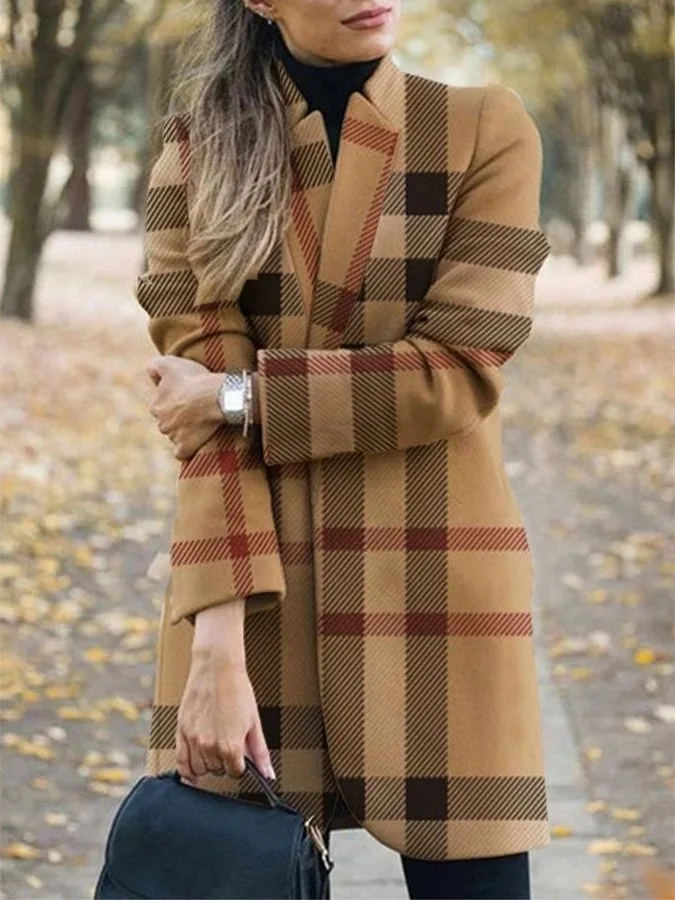 Новинка весна-осень 2021 Женское пальто большого размера длинная клетчатая