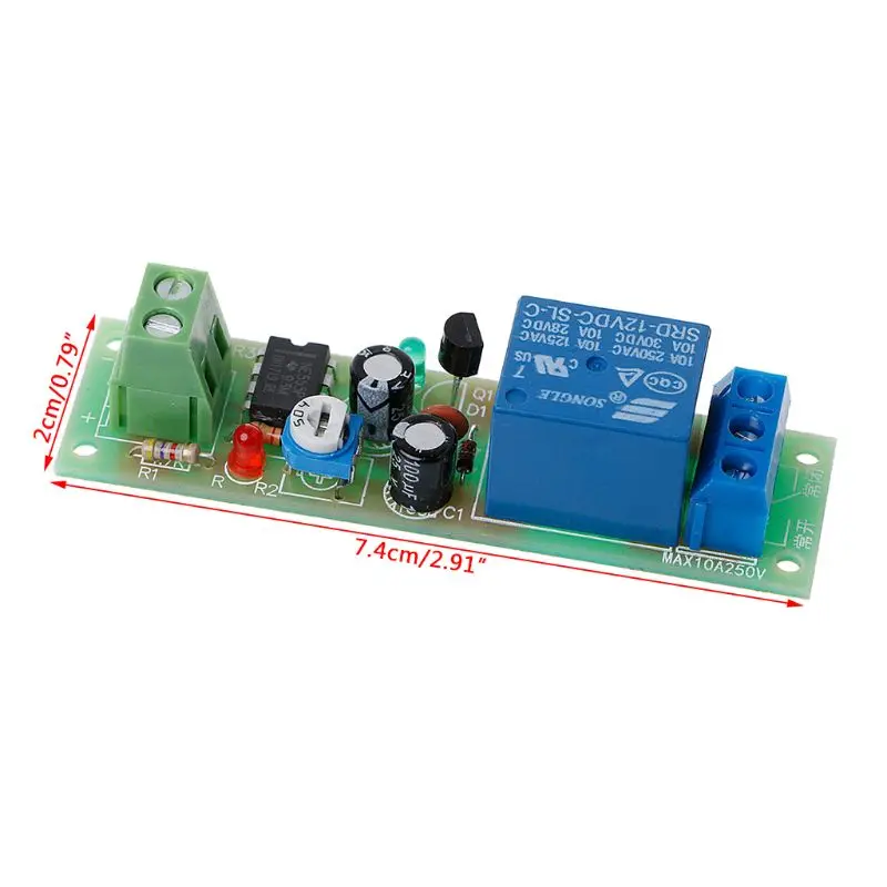 

NE555 Relay DC 12V Timer Adjustable Delay Turn Off ON Switch Time Relay Module
