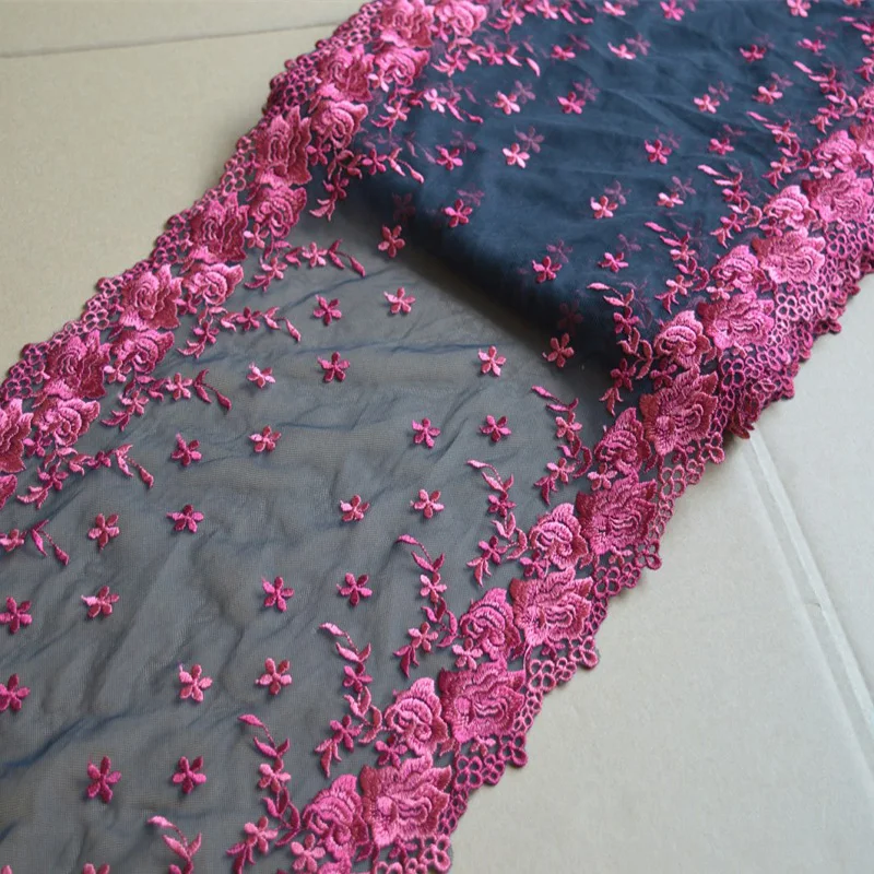 

4Meters Bilateral Lace Trim Black Mesh Flowers Edge For Clothing Accessories Bra Sewing Applique Costume Trimmings Handmade New