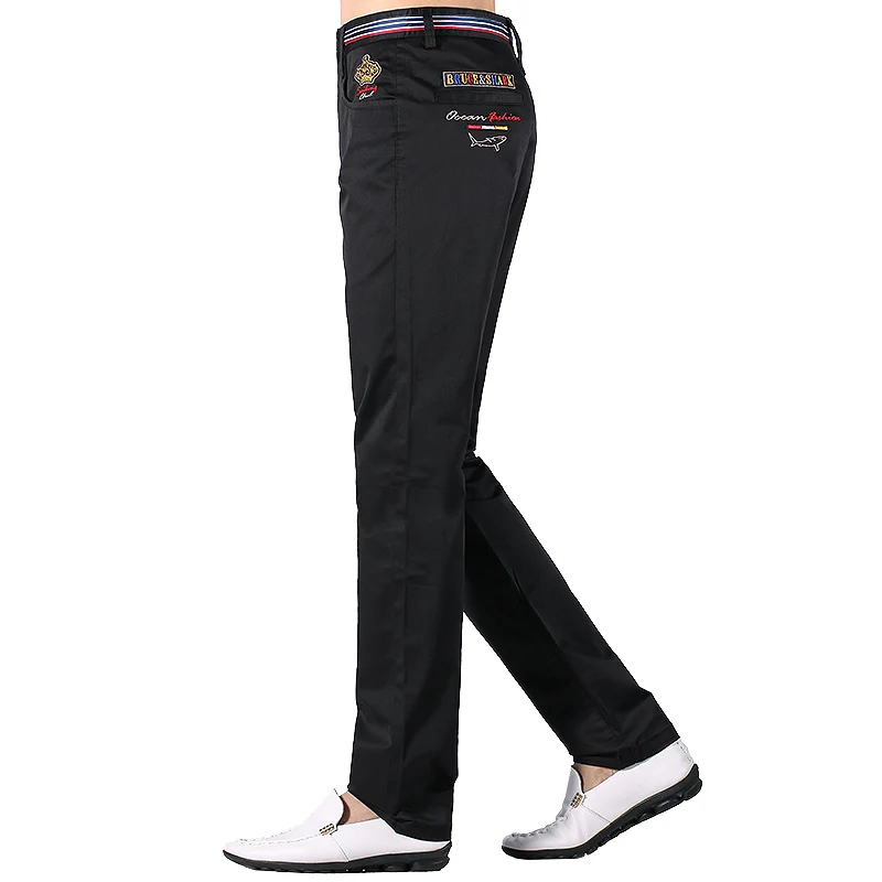 

Winter Men New Pants Casual Long Stretch Thicken cotton straight Leg embroidery men's Trousers Top quality warm wear