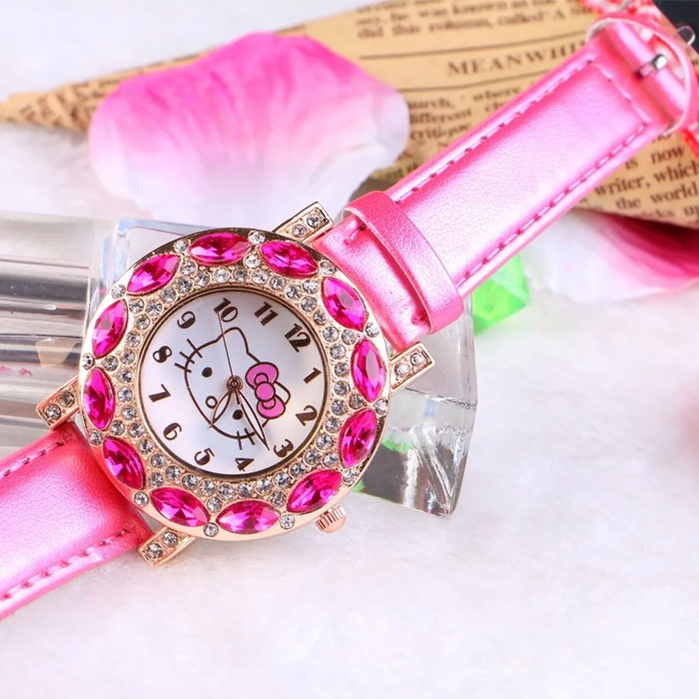 Kt Cat/Детские кварцевые наручные часы Модные повседневные для девочек Милые