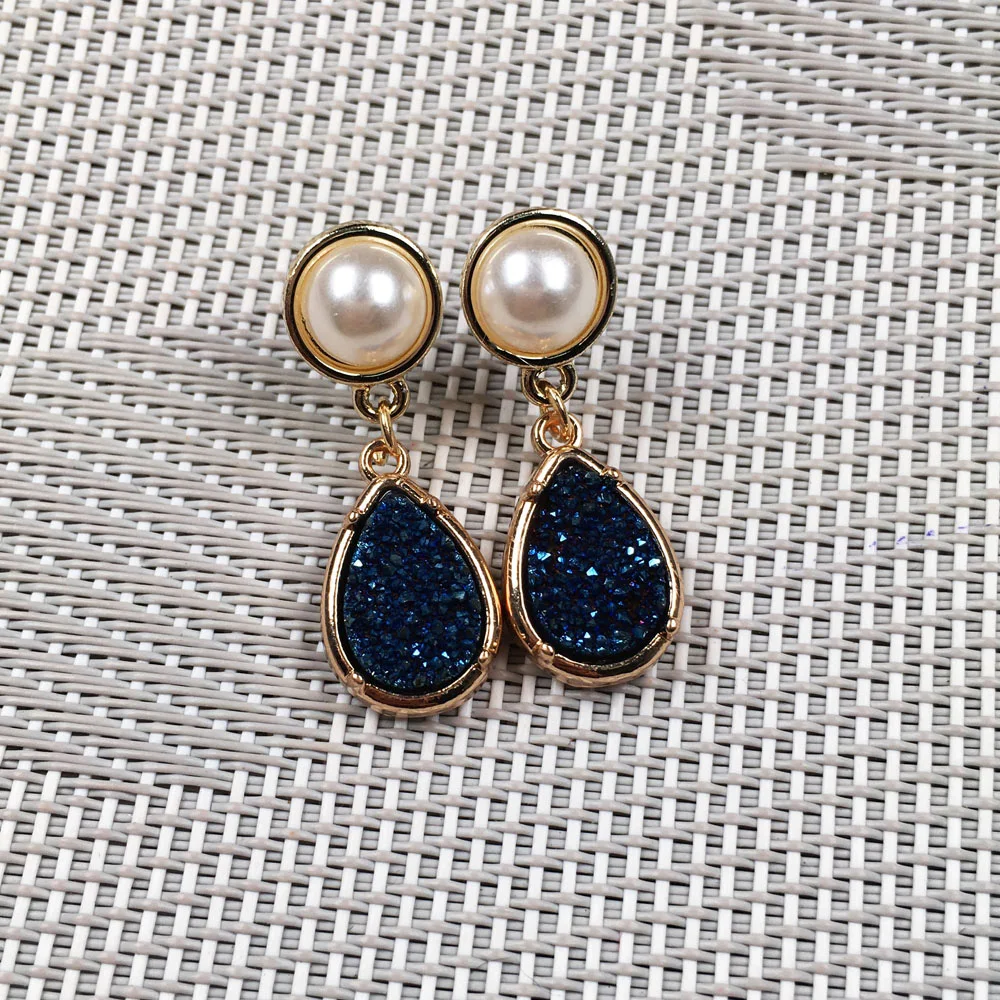 Женские серьги гвоздики с натуральным камнем изысканные ювелирные изделия