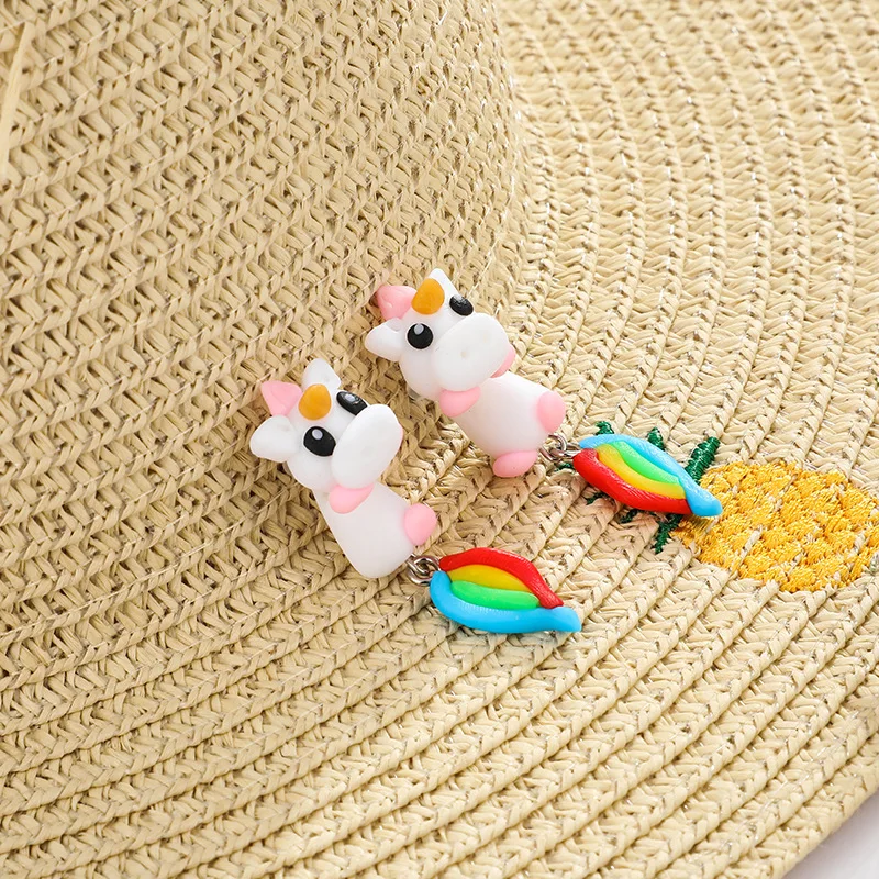 Милые серьги из полимерной глины с единорогом для женщин модные ювелирные