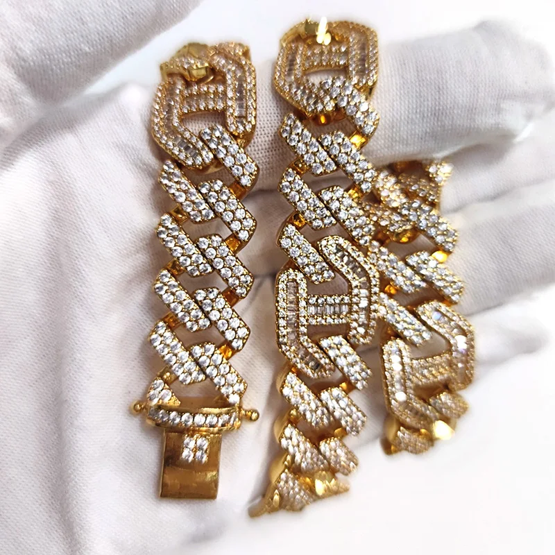 

В стиле «хип-хоп» крапановая закрепка ААА CZ камень Bling льдом 3:1 квадратный кубинский Майами звено цепи ожерелье вокруг шеи для Для мужчин, ре...