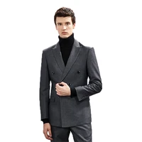 2020 newest winter dark grey double breasted 2 pieces mens suit slim striped clothes for groom wedding best manjacketpants