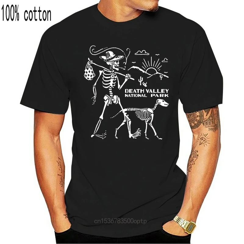 

New Death Valley T Shirt Hikinger Hobo Skeleton Walking Dog Tee National Park Yellowstone Yosemite T-Shirt Casual O-Neck Round N