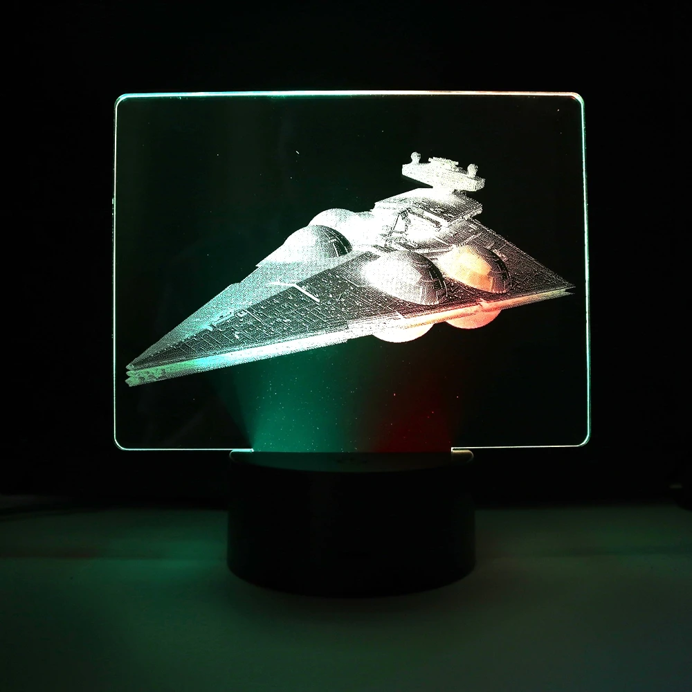 

Space Battleship Sci-fi Movies Figure Colorful Two Tone LED Lamp for Birthday Gift Bedroom Decoration Night Light Acrylic Light