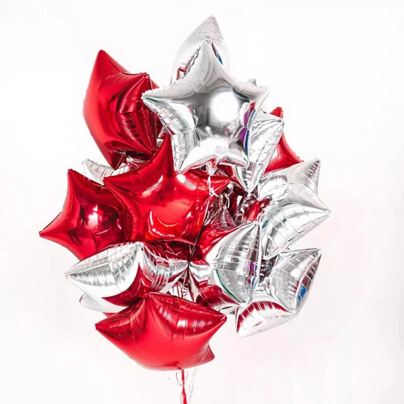 

10pcs/lot 18inch Colourful Star Shaped Foil Balloons Wedding Birthday Party Decorations Balls Pure Color Metal Inflatable Globos