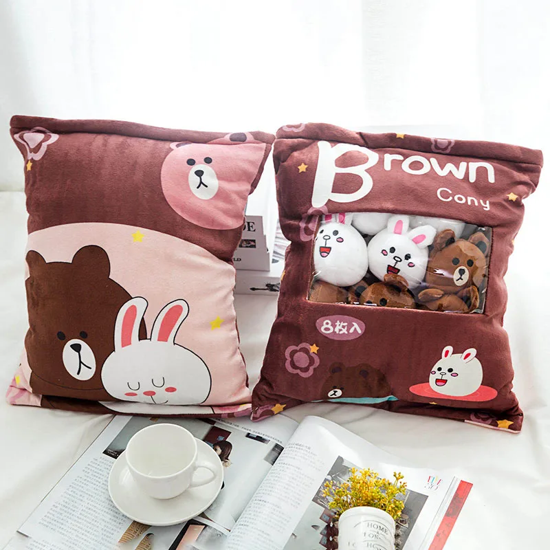 8pcs/lot Cute Animal Brown Cony Bag Plush Doll Stuffed Bunny Candy Pudding Cushion/Pillow Kids/Girl Birthday Gifts |