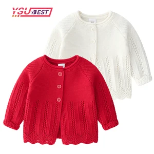 Кардиган для девочек, хлопковый, вязаный, весна-осень